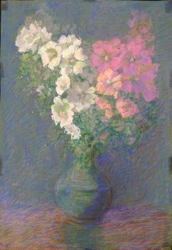 Alida Elizabeth de Wit<br />Witte en roze bloemen in groene vaas