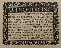 Cornelis Pieter de Wit<br />Ontwerp uitnodiging Groningsch Museum