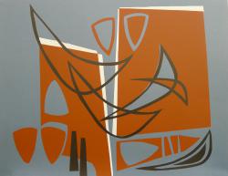 Jo van Dijk<br />Abstracte compositie in bruin, zwart en wit