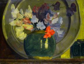 Berend Gerrit Barlinckhoff<br />Lathyrus in gemberpot en tinnen bord