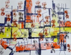 Jan Bosboom<br />Abstract in geel, rood en zwart