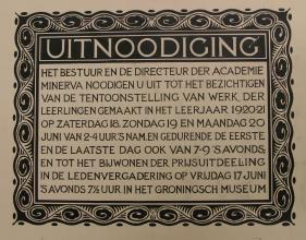 Cornelis Pieter de Wit<br />Ontwerp uitnodiging Groningsch Museum